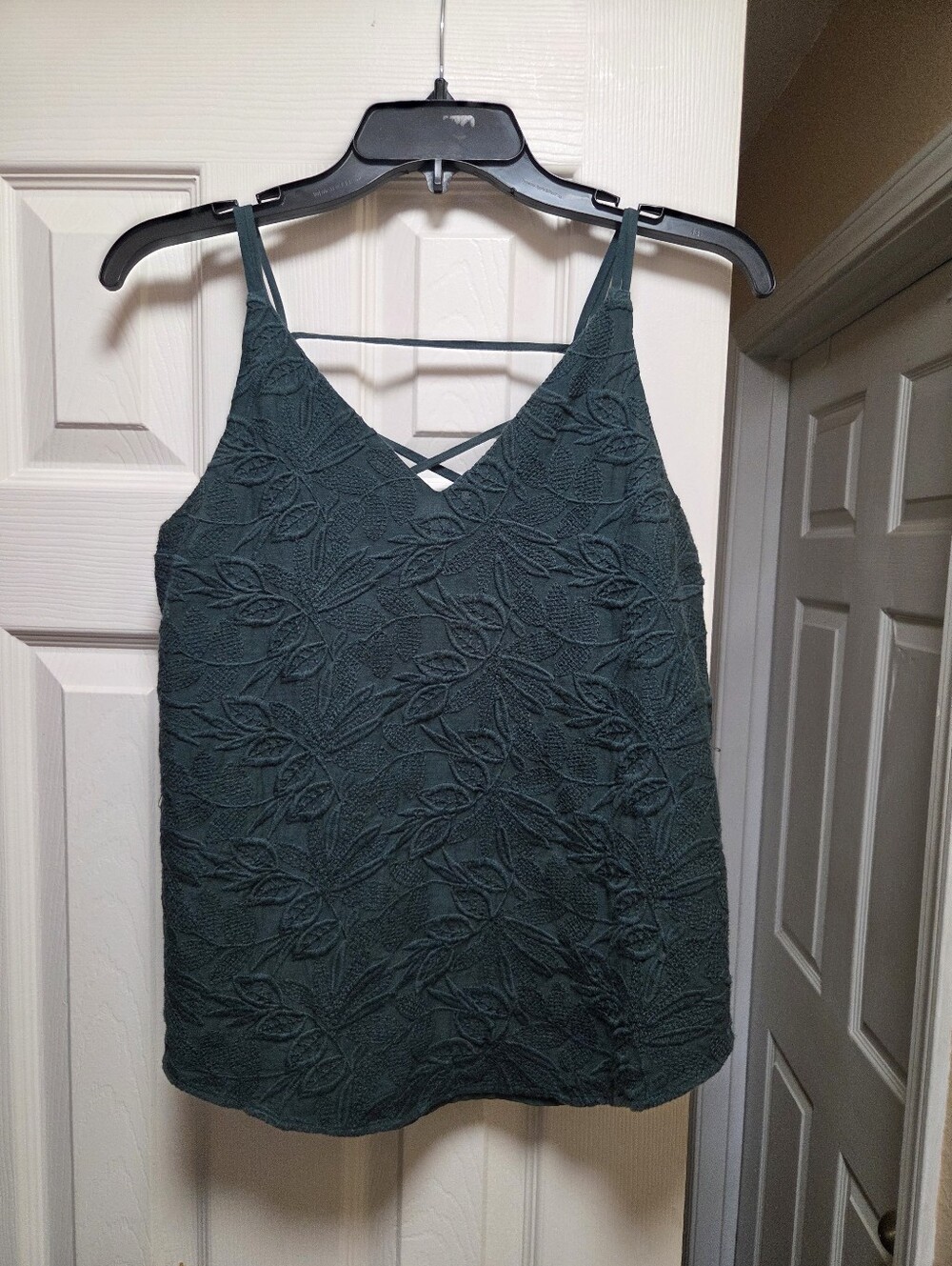 LOFT Dark Teal Leaf-Textured V-Neck Cami
